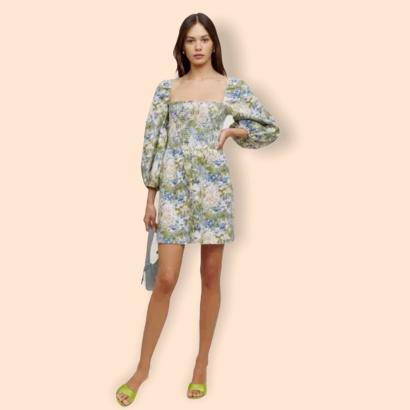 NWT Reformation Greyson Hillside Linen Dress - Picture 2 of 4